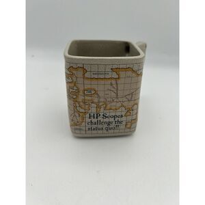Vtg HP Hewlett Packard Scopes Coffee Mug Globe Square Advertising Retro MCM‎